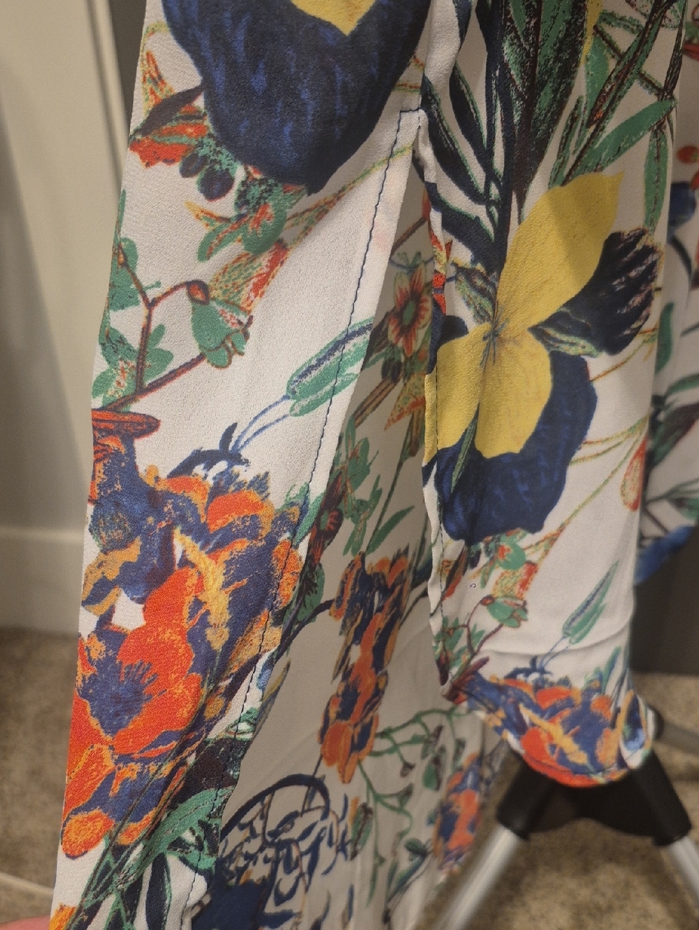 Fig & Flower Floral Boho Blouse Patchwork Pocket Top Cottagecore Blue Yellow - Picture 3 of 7